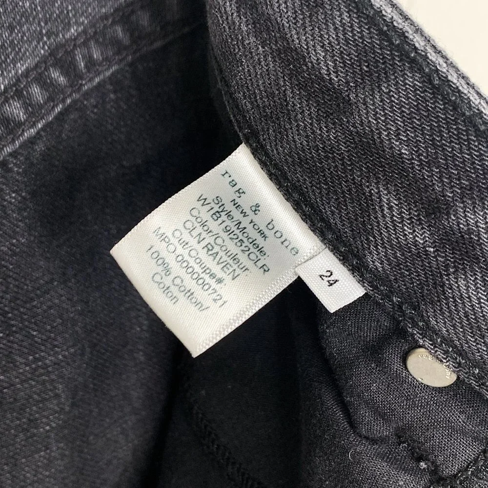 rag & bone Anna Raven Black Raw Hem Full Zip Front Mini Skirt Denim Size 24 - Picture 11 of 12